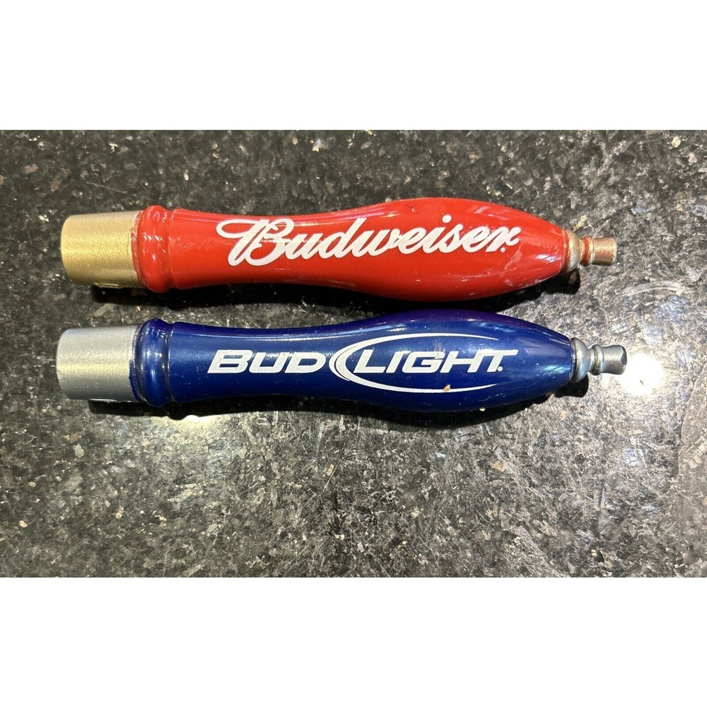 2 Two Small Budweiser Bud Light Beer Keg Tap Handles